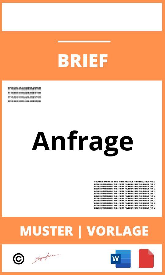 Musterbrief Anfrage