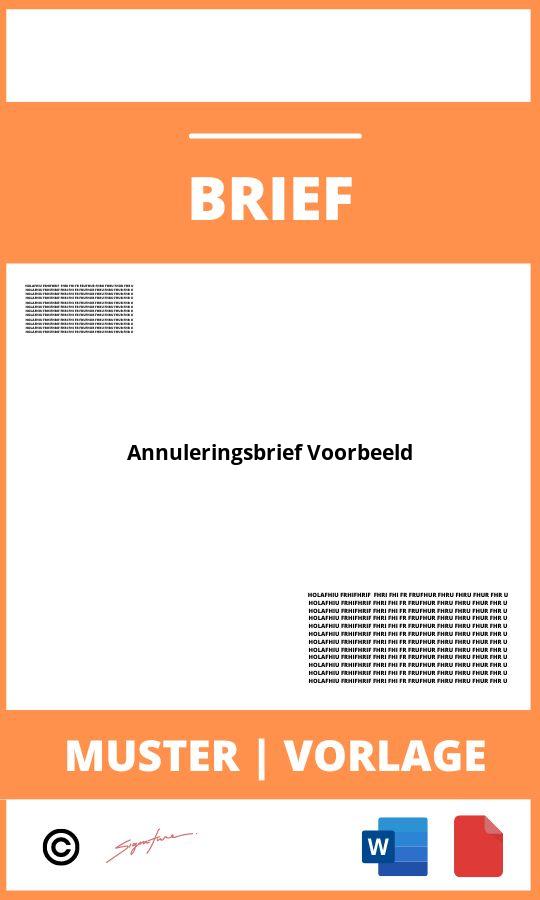 Annuleringsbrief Voorbeeld