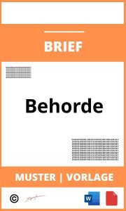 Brief An Behörde Muster