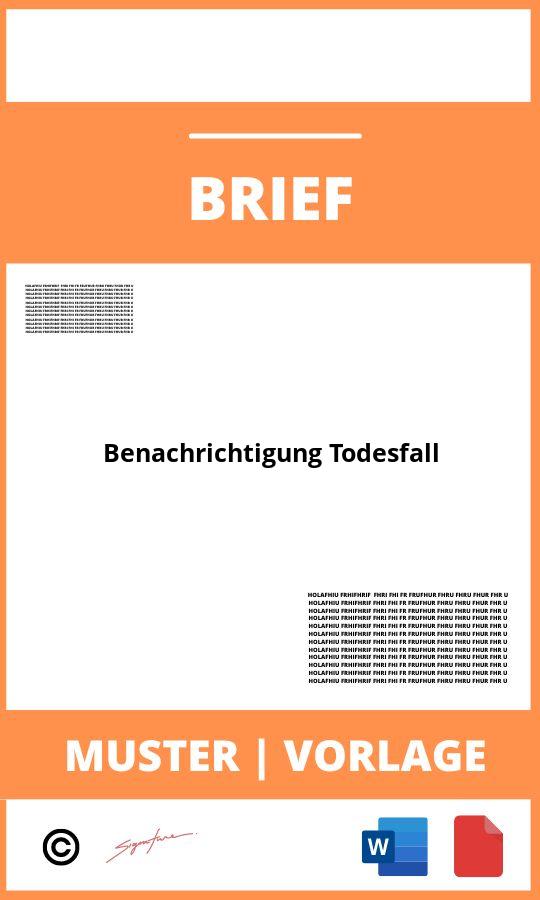 Musterbrief Mitteilung Todesfall