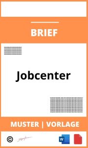 Brief An Jobcenter Muster