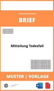 Musterbrief Mitteilung Todesfall